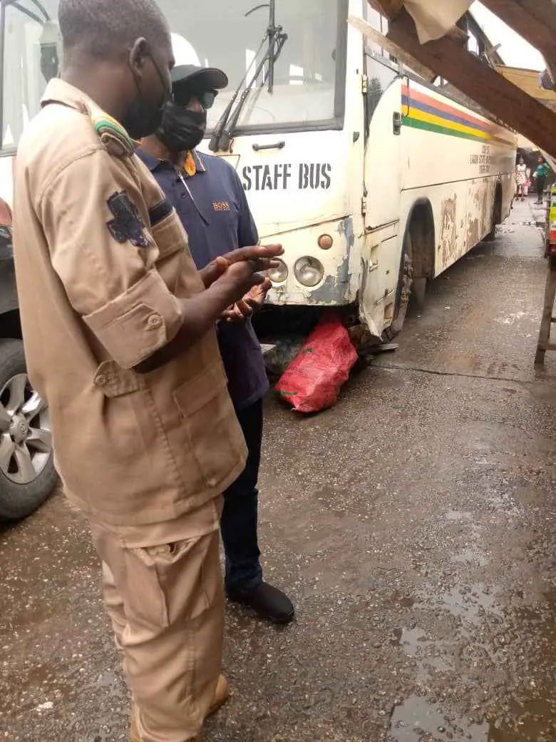 The Acting Comptroller-General of the Nigerian Immigration Service in mufti with an officer during an unscheduled visit to Lagos Command, Ikoyi on Monday