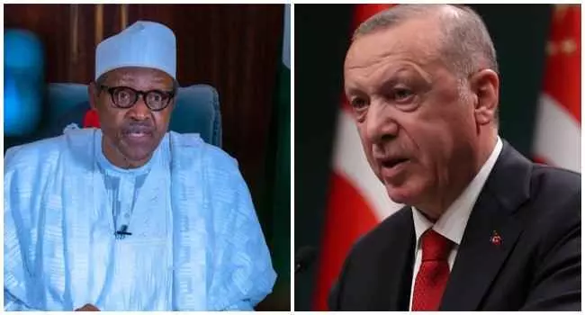 A photo combination of President Muhammadu Buhari and his Turkish counterpart Recep Tayyip Erdoğan.